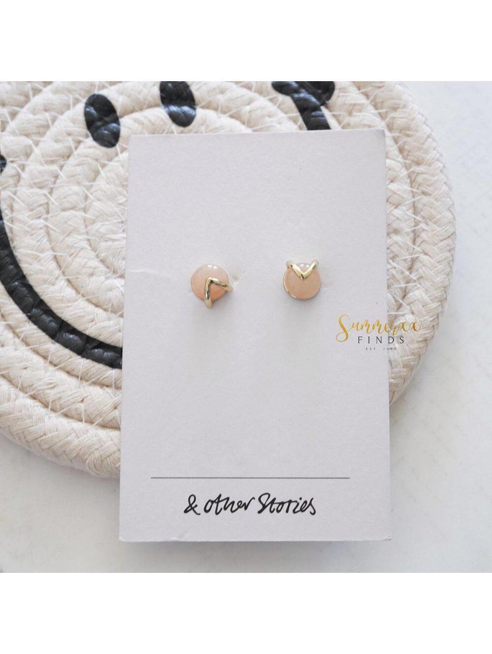 & Other Stories Jade Stud Earrings - Picture 2 of 4